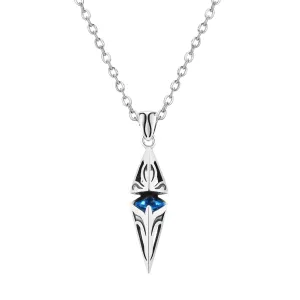 Chic Blue Stone Necklaces for Men,Stainless Steel Geometric Pendant Collar