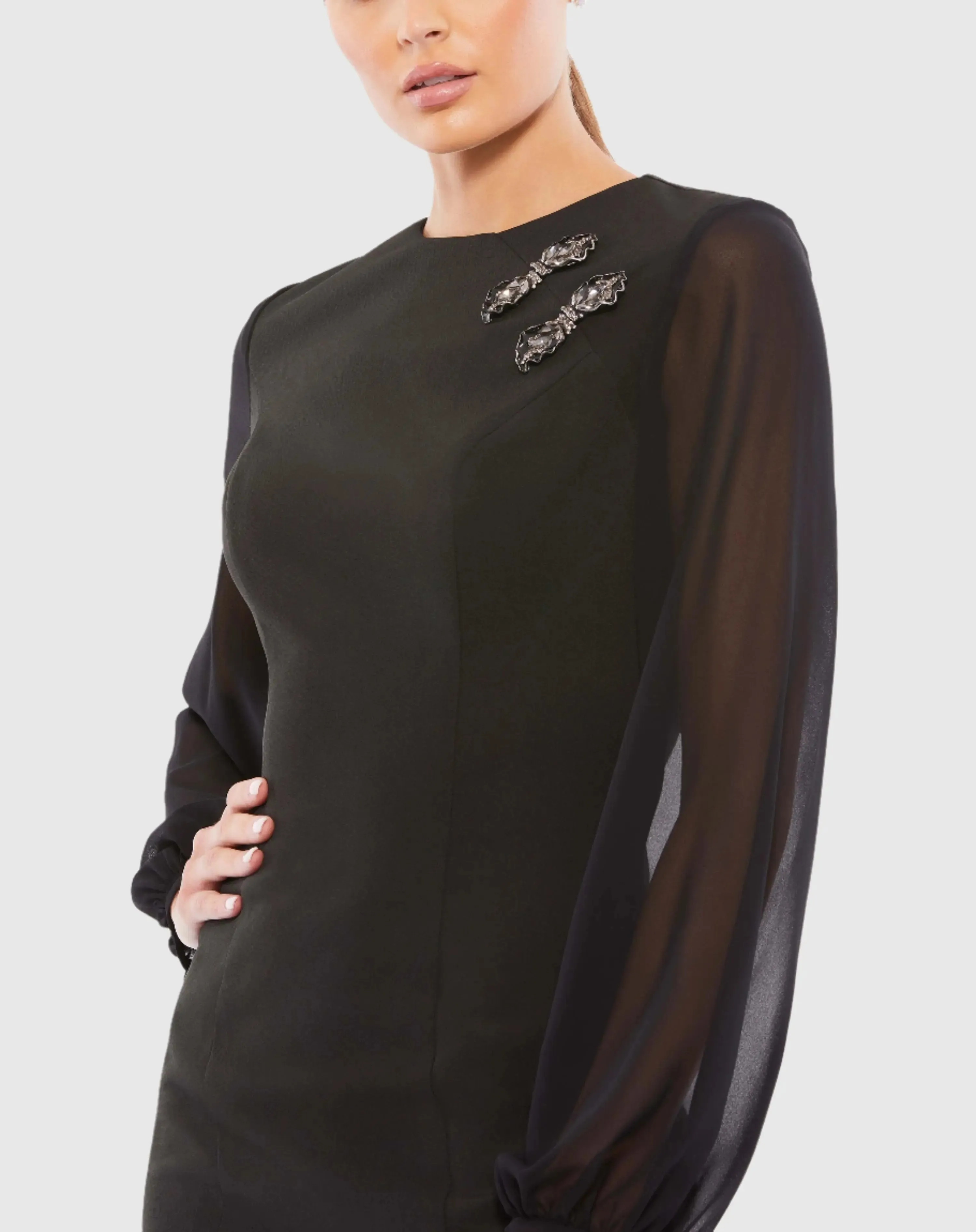 Chiffon Bishop Sleeve Mini Dress