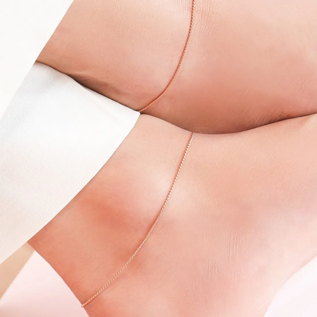 Classical Rope Chain 925 Sterling Silver Anklet In Rose Gold Plating