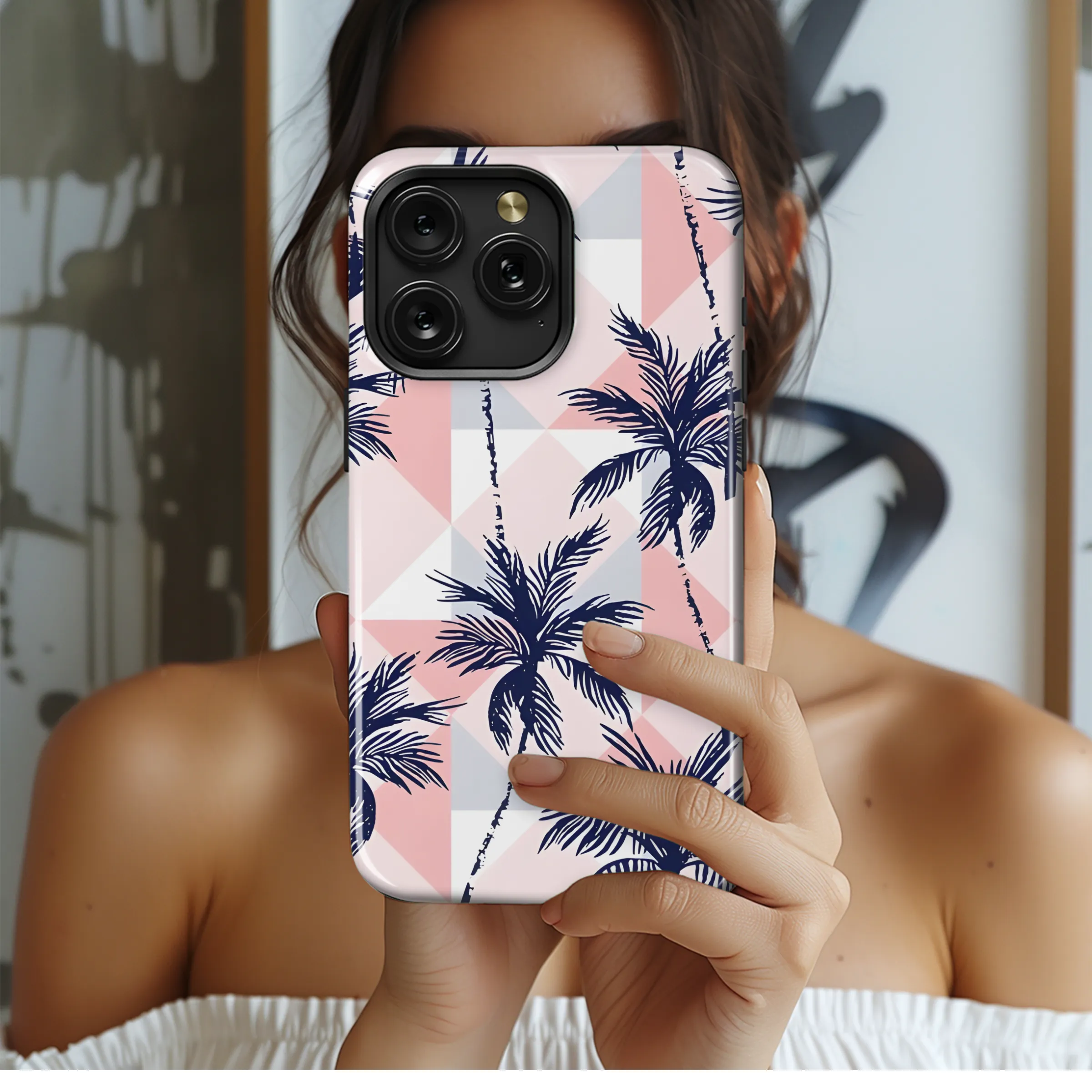 Coconut Trees Rhombus Retro Phone Case iPhone Samsung Cover Pixel 2686