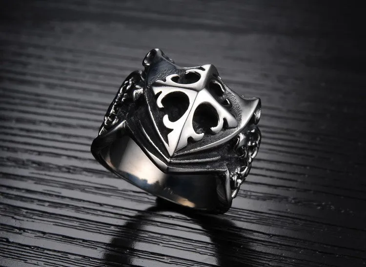 Cool Cross Shield Shape Stainless Steel Male Ring Punk Rock Vintage Jewelry Accessories Black Ring For Men Anel