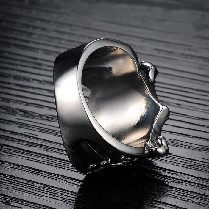Cool Cross Shield Shape Stainless Steel Male Ring Punk Rock Vintage Jewelry Accessories Black Ring For Men Anel