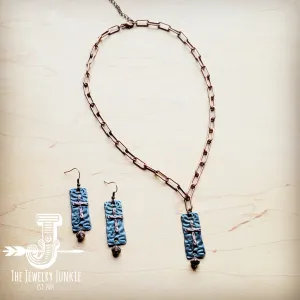 Copper Collar Necklace w/ Burnished Cross Pendant 258w