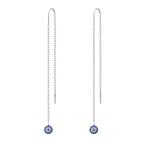 Crystal Pave Evil Eye Riviere Statement Drop Earrings