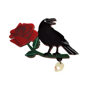 Dark Desire Raven Brooch by Cherryloco
