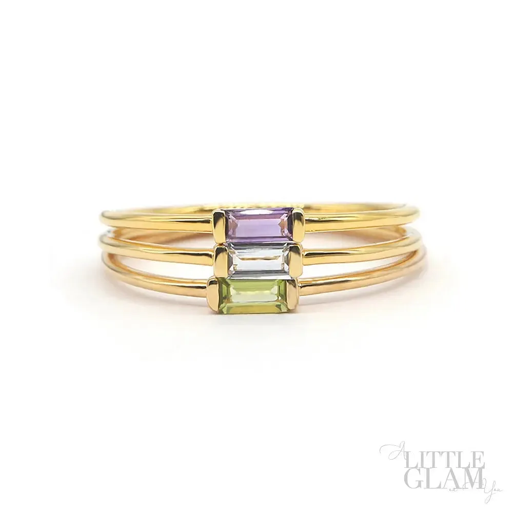 Delicate Baguette Blue Topaz Ring