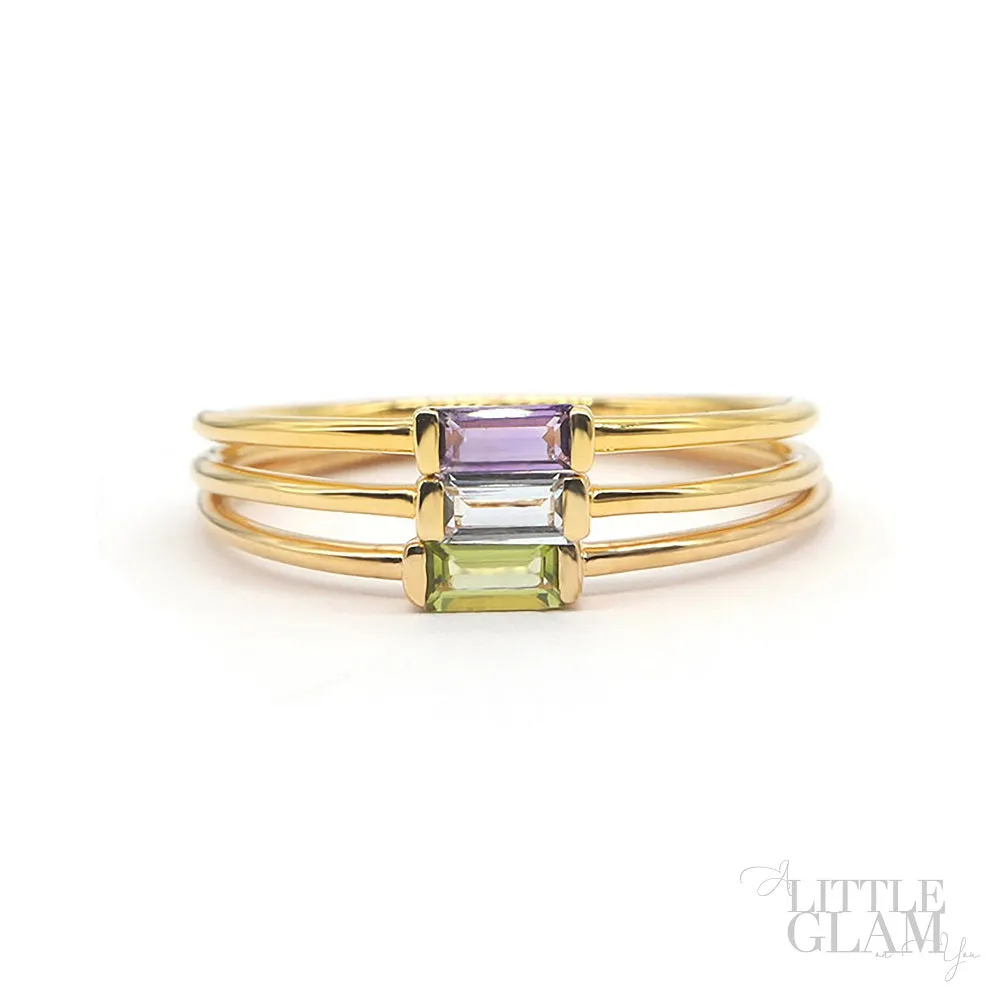 Delicate Baguette Blue Topaz Ring