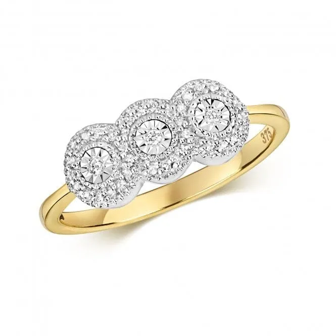 Diamond Jewellery 9CT Cluster Ring in Illusion Setting RD598