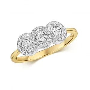 Diamond Jewellery 9CT Cluster Ring in Illusion Setting RD598