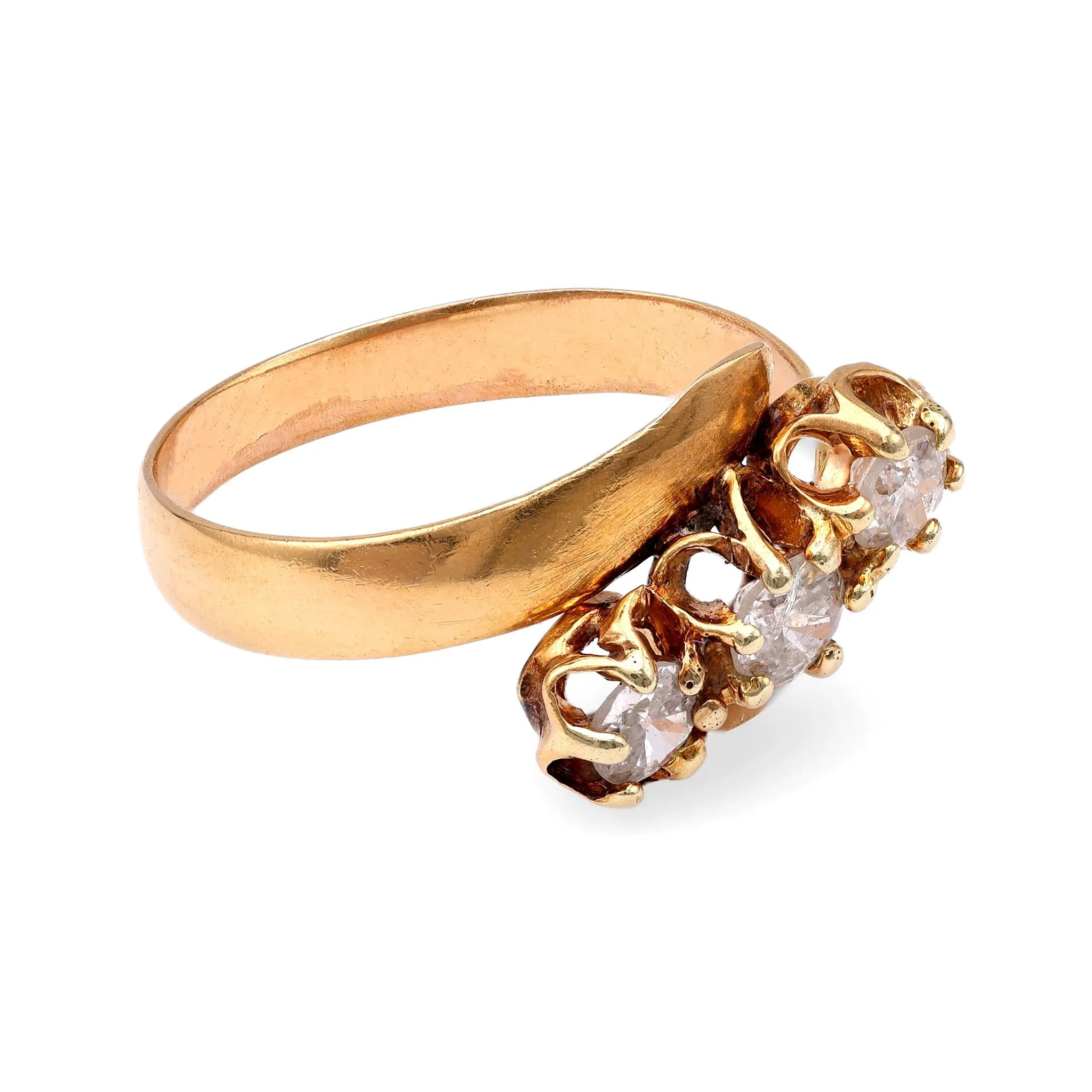 Diamond Three-Stone Bypass Ring