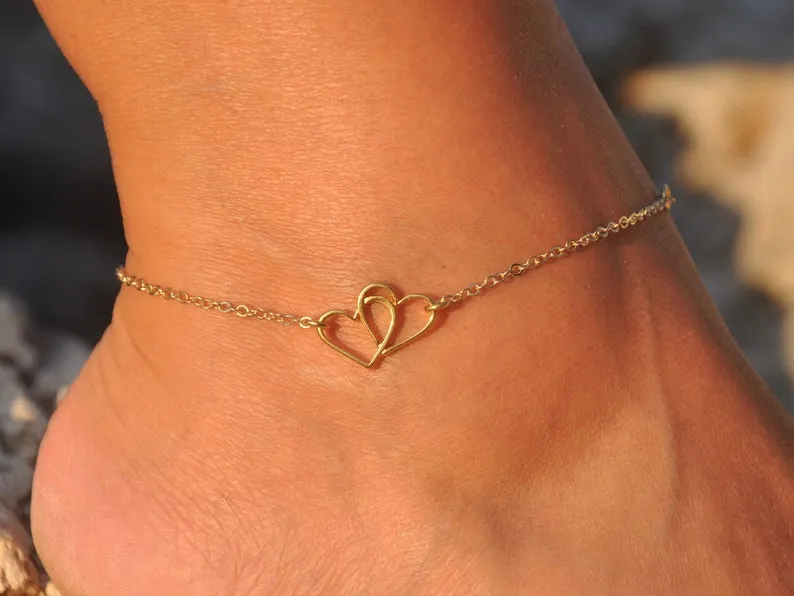 Double Heart Anklet