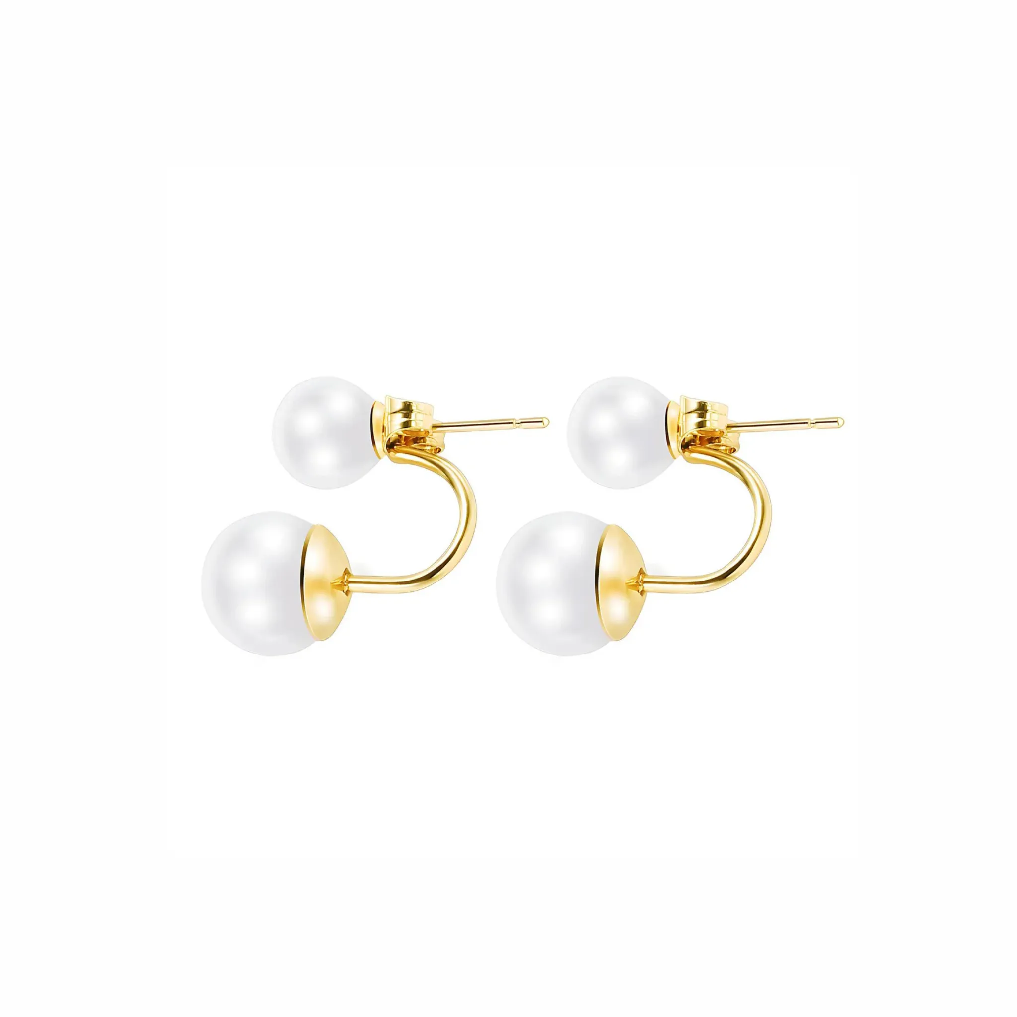 Double Pearl Stud Earrings