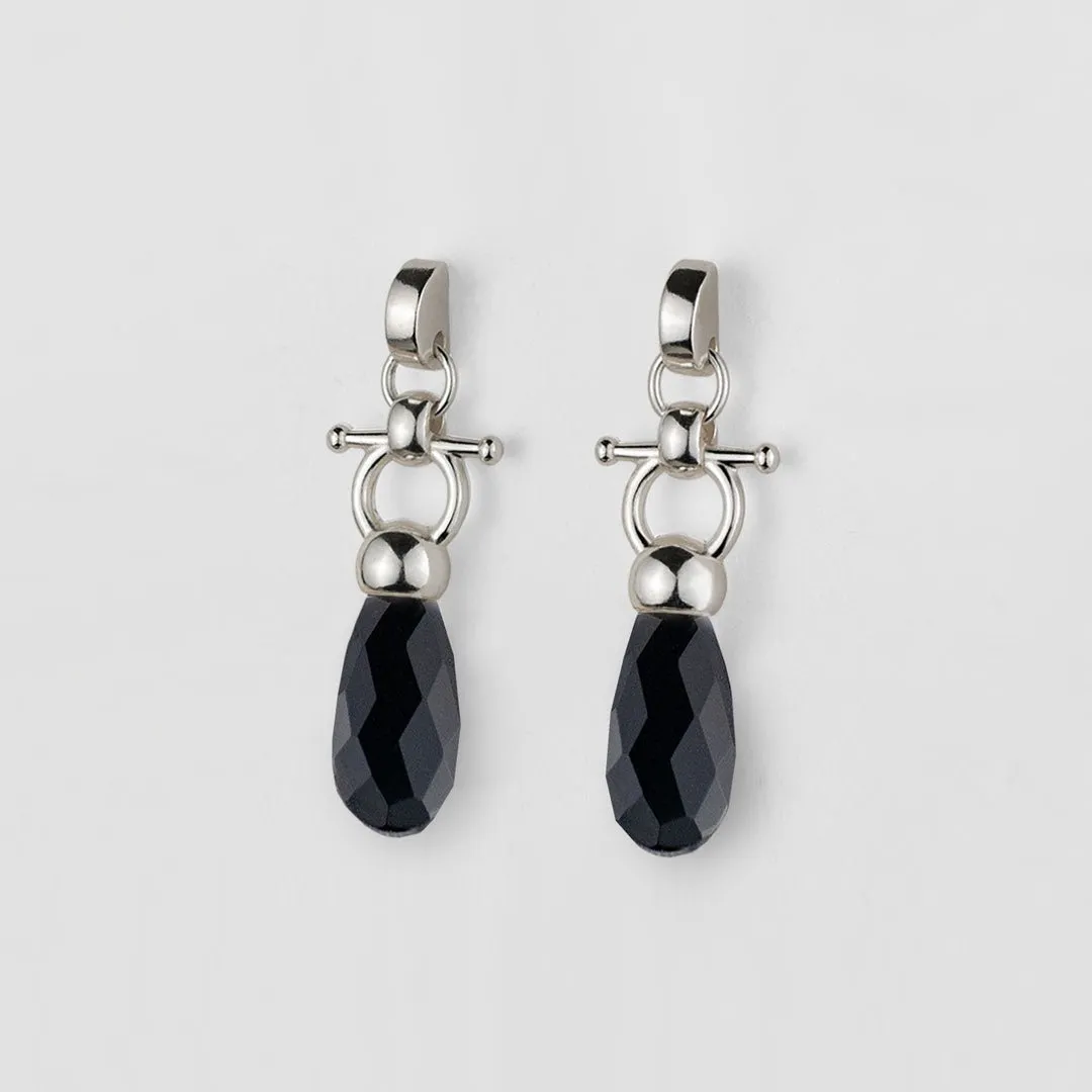 Droplette - Snaffle Horse Bit Black Onyx Stone and Sterling Silver Necklace