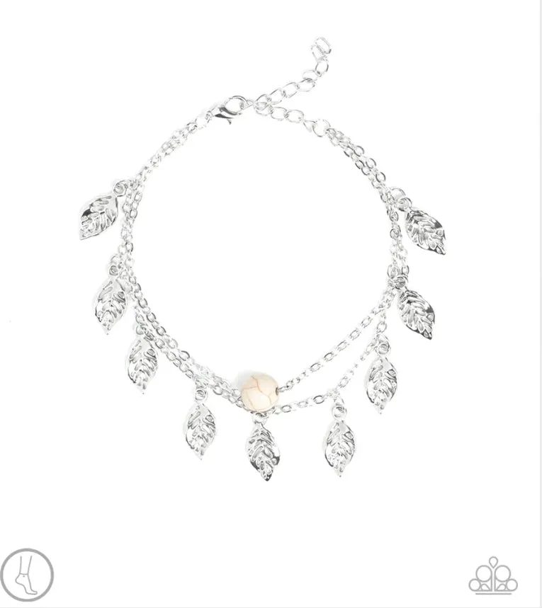 Earthy Explorer White Anklet - Paparazzi Accessories