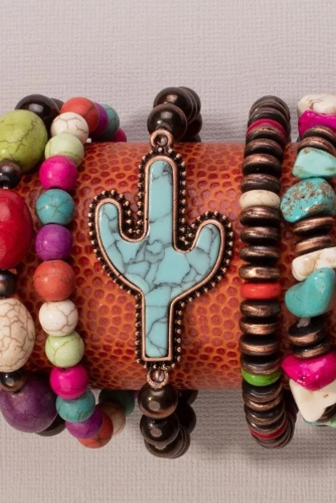 Emma Stackable Turquoise Cactus Bracelet In Bright Colors