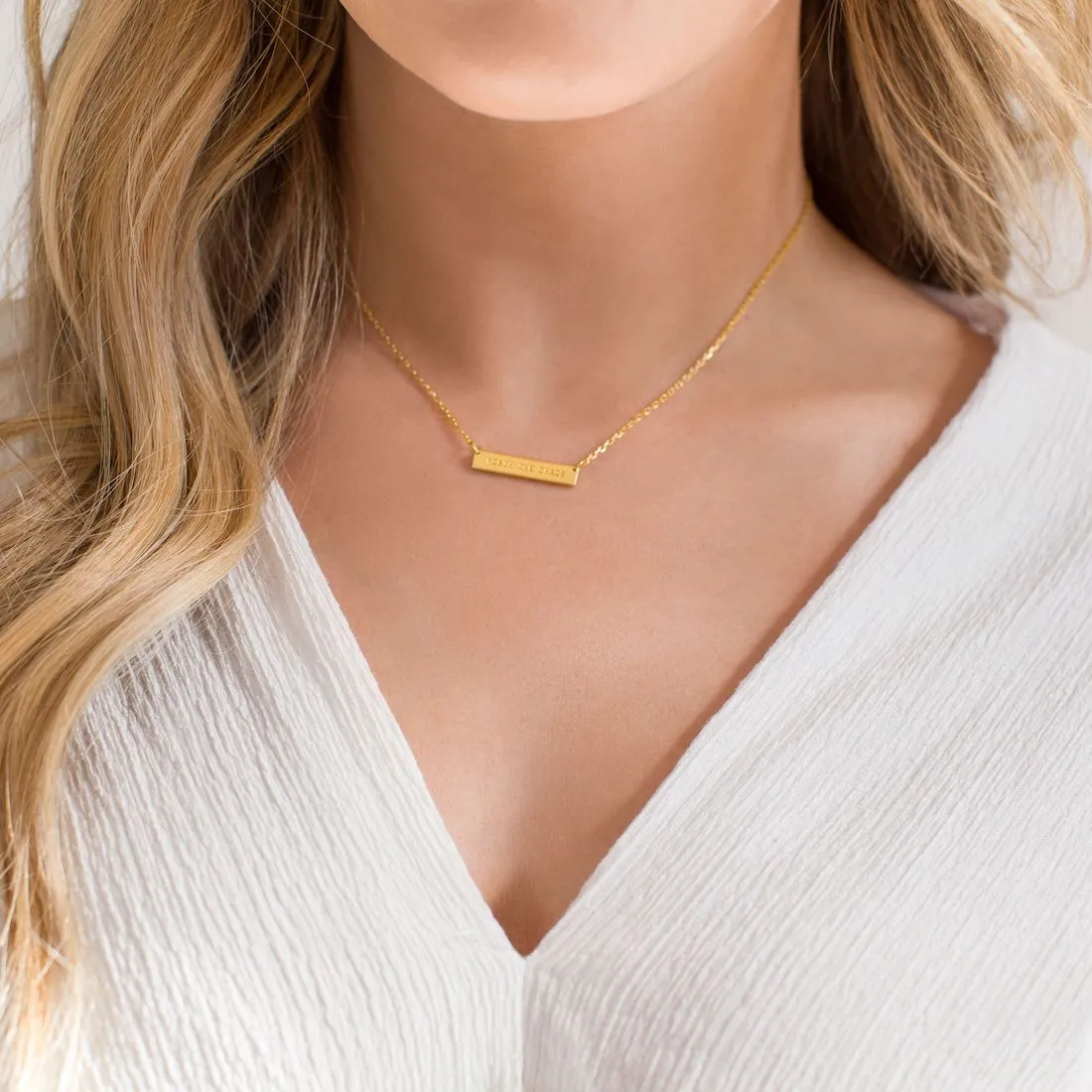 Engraved Bar Pendant: Worth the Chaos - Gold