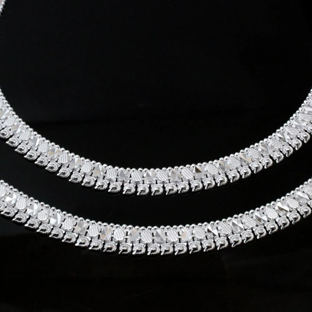 Ethnic Real Silver Anklets Ankle Pair 10"