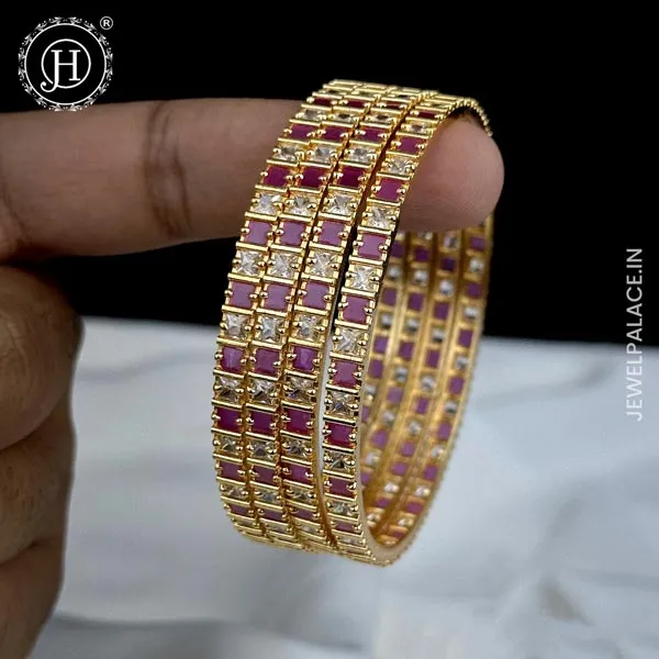 Exquisite 4 Piece AD Stone Bangle Set  JH5954