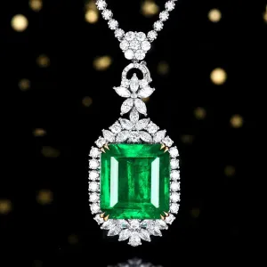 Exquisite Green Cubic Zirconia Stone Pendant Necklaces For Women
