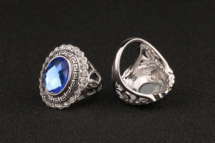 Fashion Accessories For Women Jewelry Kuniu Lots White Gold Ring Retro Rinig For Women With Crystalls Blue Stone Ring