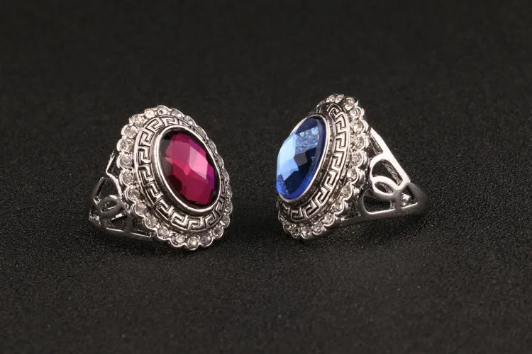 Fashion Accessories For Women Jewelry Kuniu Lots White Gold Ring Retro Rinig For Women With Crystalls Blue Stone Ring