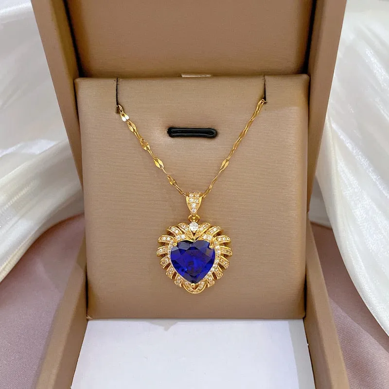 Fashion Big Emerald Gemstone Geometric Necklace