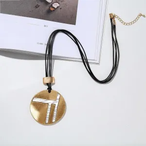 Fashion Goth Round Long Chains Collar Necklace Geometric Suspension Pendant for Women