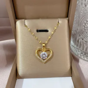 Fashion Hollow Out Heart Pendant Necklace For Women