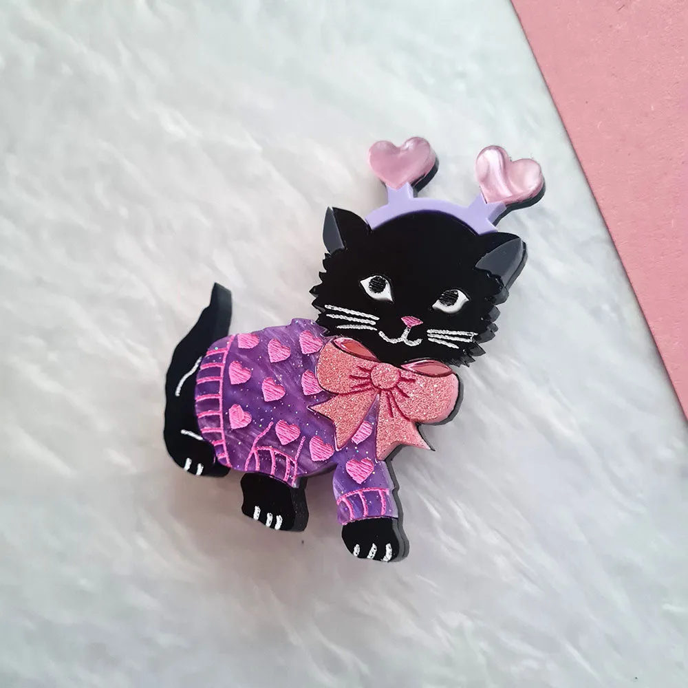 Feline Loved Up Kitty Necklace - Pastels by Cherryloco Jewellery