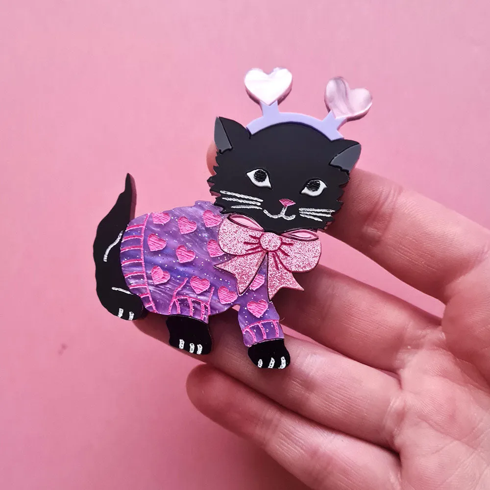 Feline Loved Up Kitty Necklace - Pastels by Cherryloco Jewellery