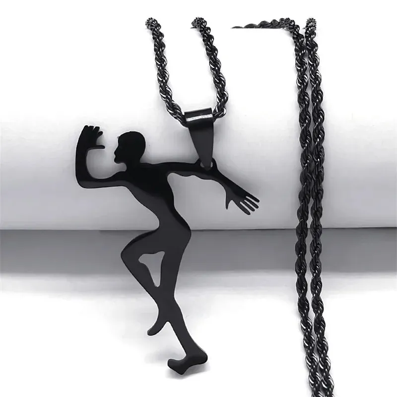 Figure Running Men Pendant Necklace for Women Men