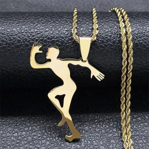 Figure Running Men Pendant Necklace for Women Men
