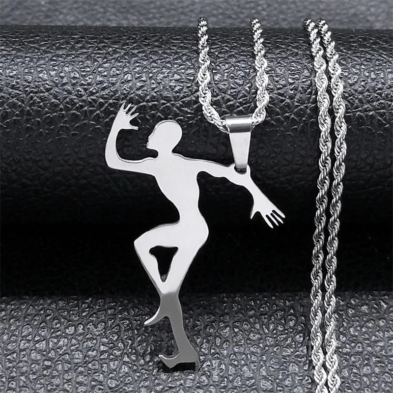 Figure Running Men Pendant Necklace for Women Men