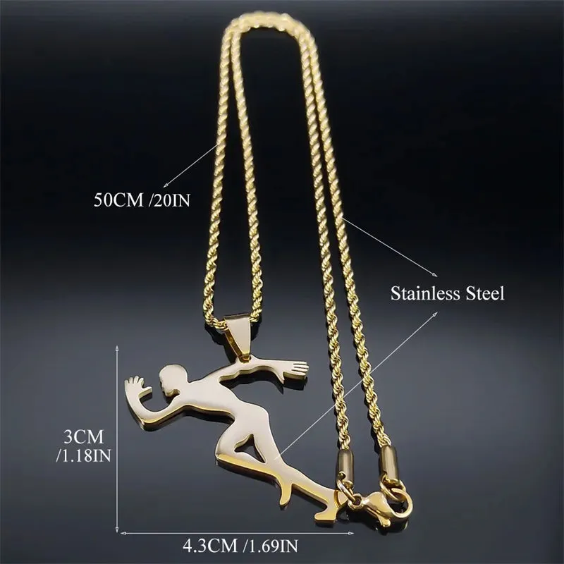 Figure Running Men Pendant Necklace for Women Men