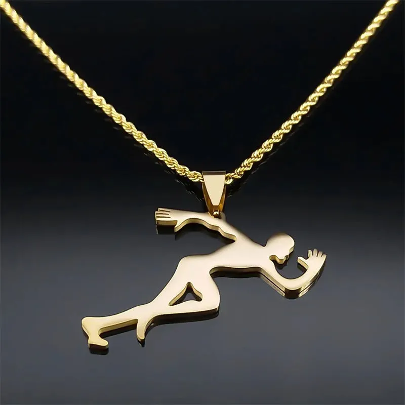 Figure Running Men Pendant Necklace for Women Men