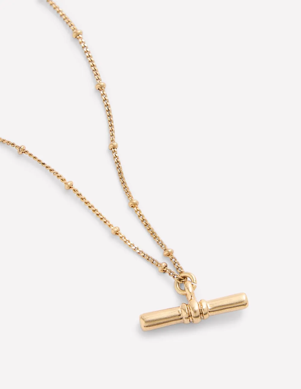 Fine T-bar Pendant Necklace-Gold
