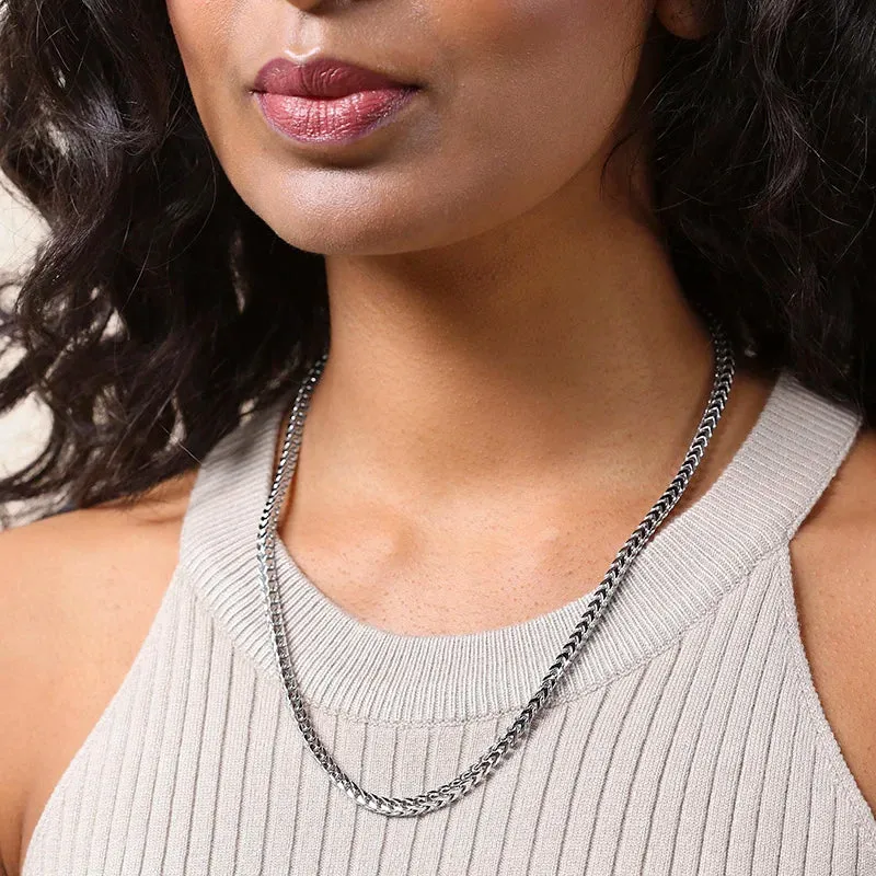 Franco Chain Necklace 3mm Thick Stainless Steel Necklace Men Chain