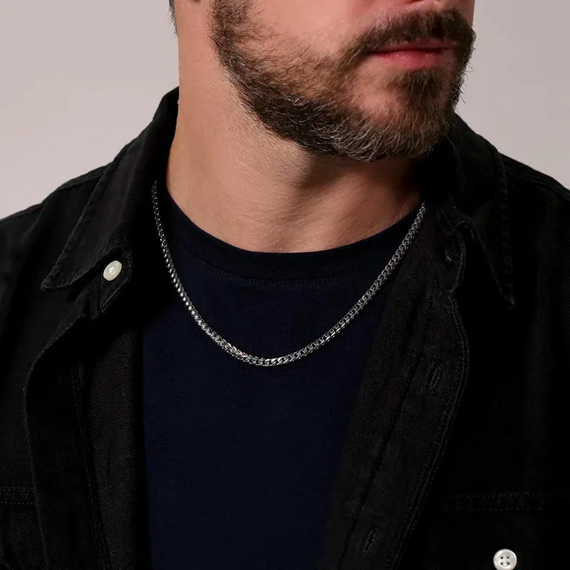 Franco Chain Necklace 3mm Thick Stainless Steel Necklace Men Chain