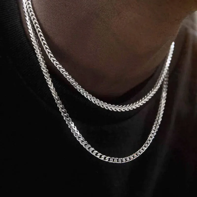 Franco Chain Necklace 3mm Thick Stainless Steel Necklace Men Chain