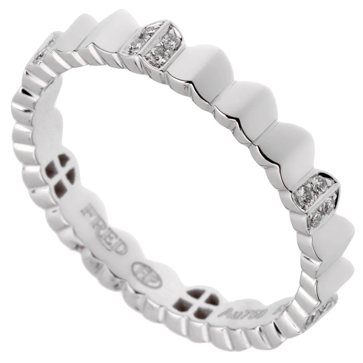 Fred of Paris Arc Diamond White Gold Band Ring Sz 6