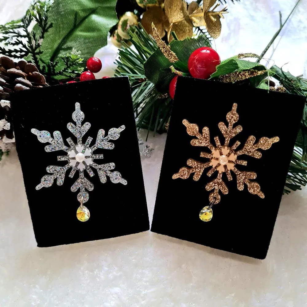 Glitter Snowflake Pin by Cherryloco Jewellery