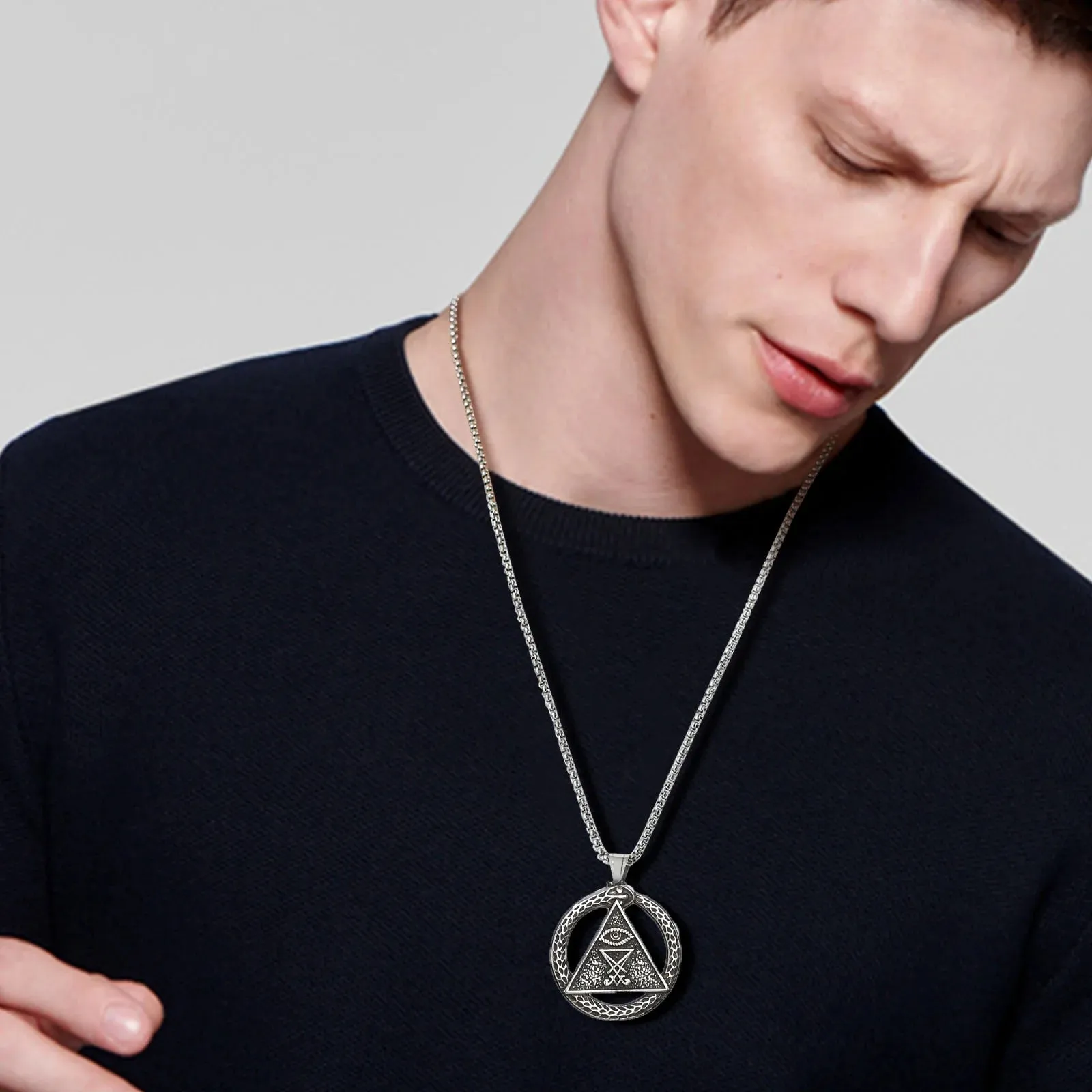 God's Eye Lucifer Pendant Necklaces for Men Boys