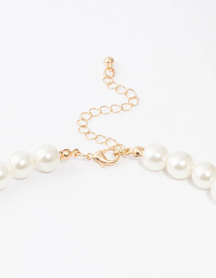 Gold Pearl Station Necklace