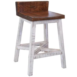 Granville Stationary Bar Stool - Rustic Brown/White - 24" High