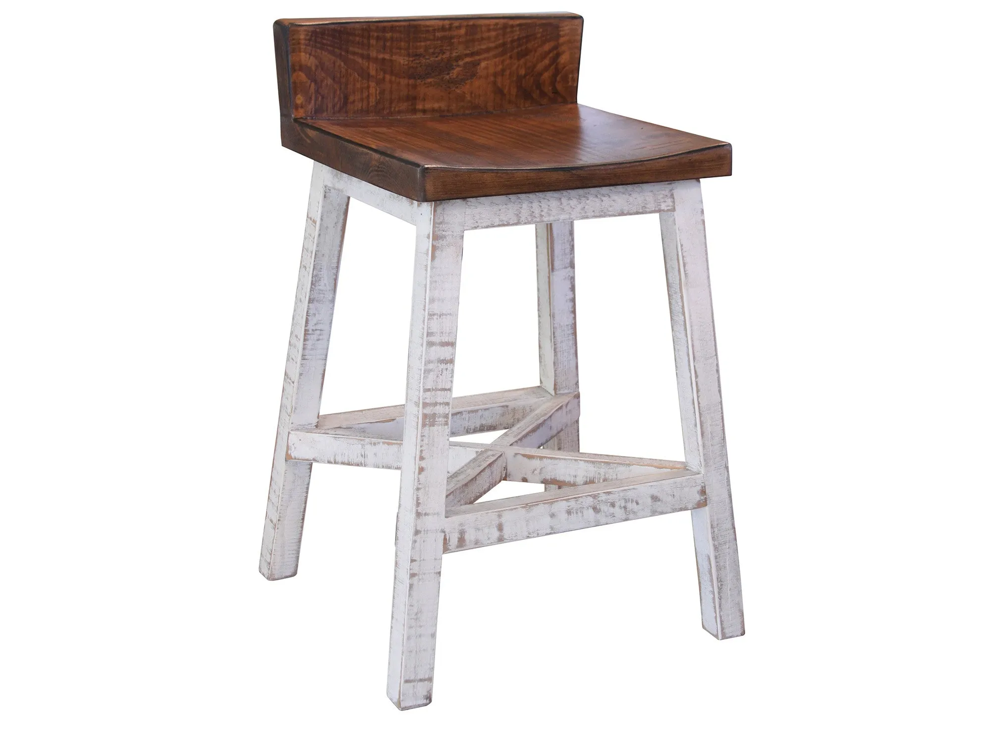Granville Stationary Bar Stool - Rustic Brown/White - 24" High