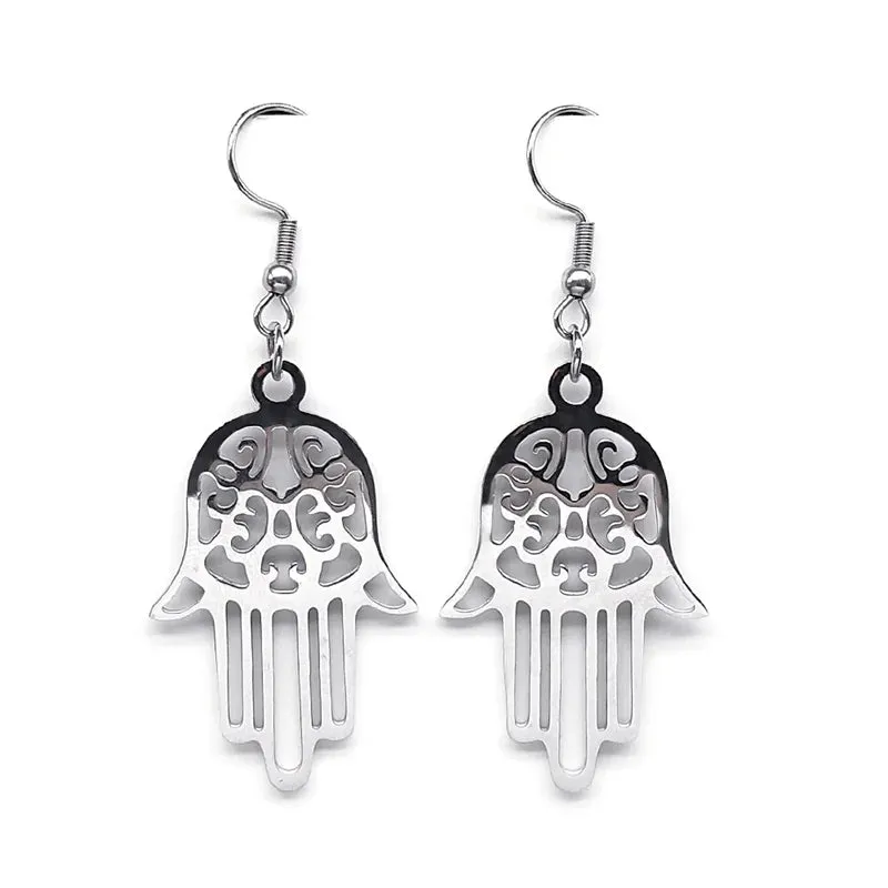Hand of Fatima Charm Necklace for Women Stainless Steel Gold Color Hamsa Palm Necklaces