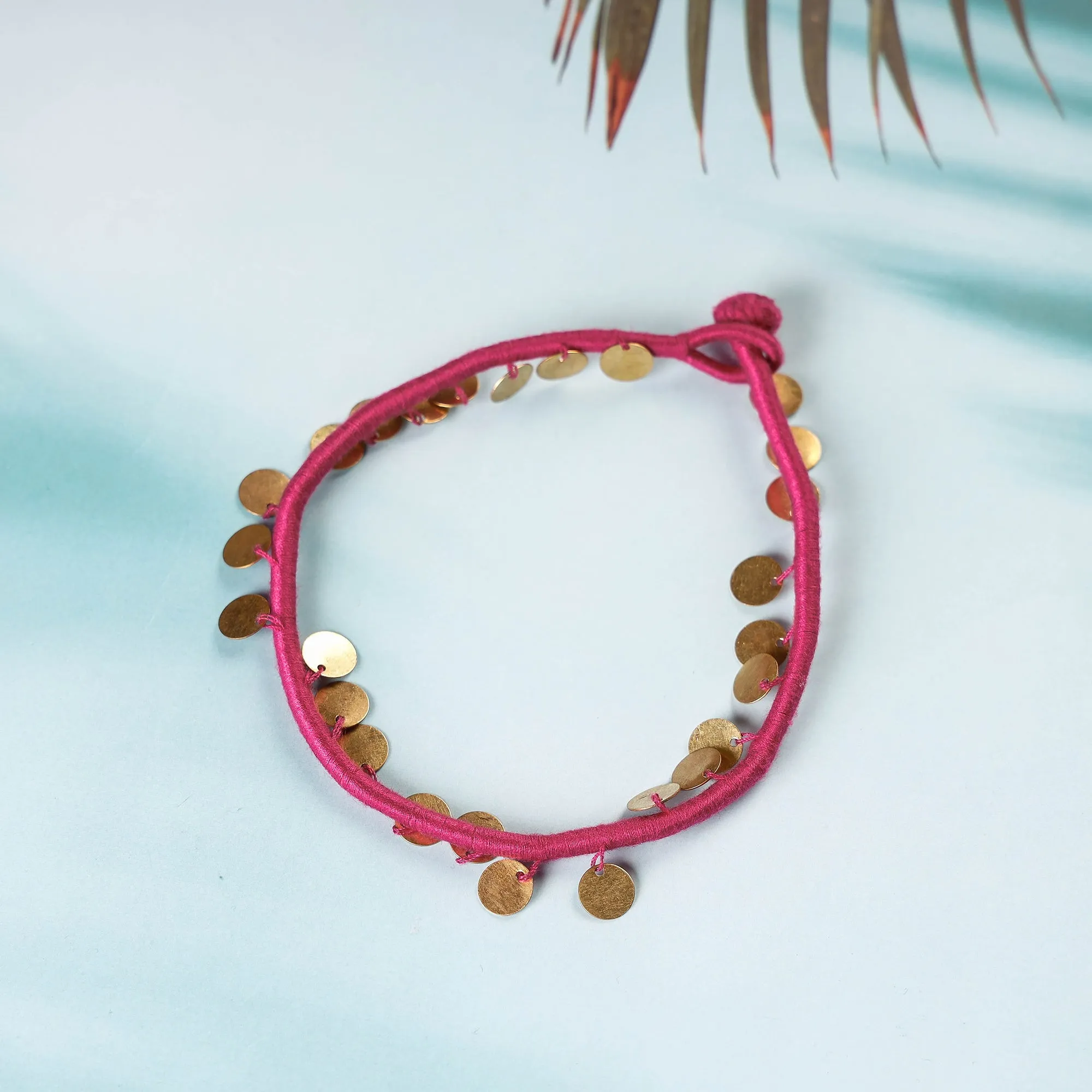 Handcrafted Patwa Thread & Sequin Work Anklet 01