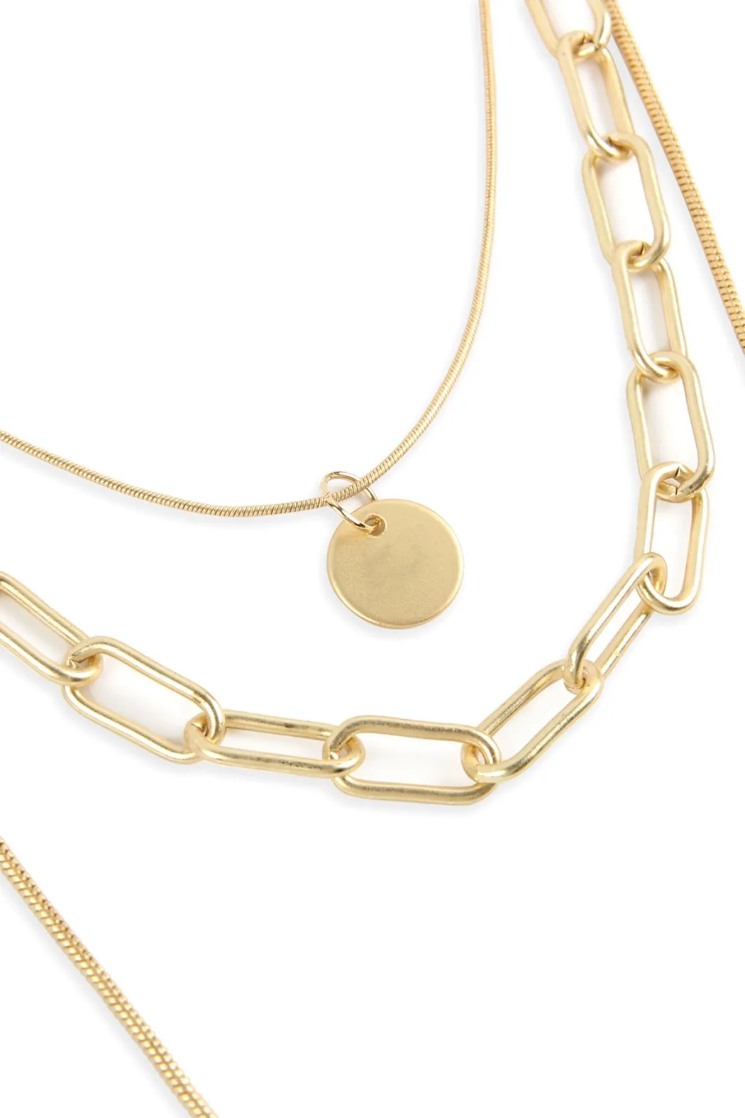 Hdn2639 - Chain Layered Pendant Necklace
