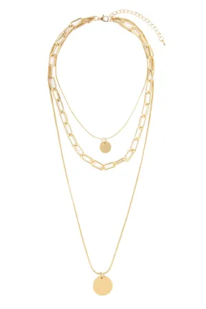 Hdn2639 - Chain Layered Pendant Necklace