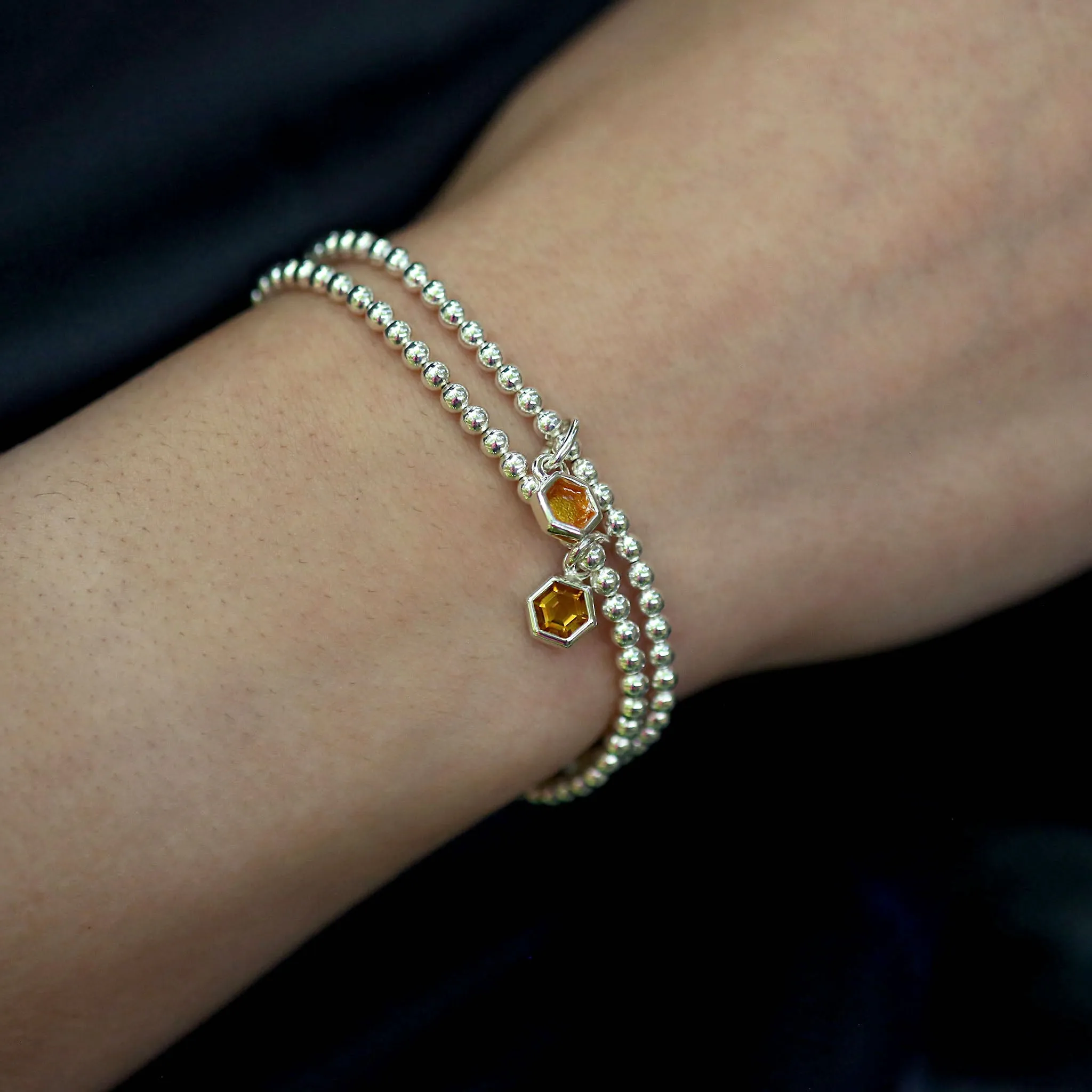 Honeycomb Stretch Bracelet in Honey Enamel